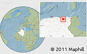 Savanna Style Location Map of Mila, highlighted country, hill shading