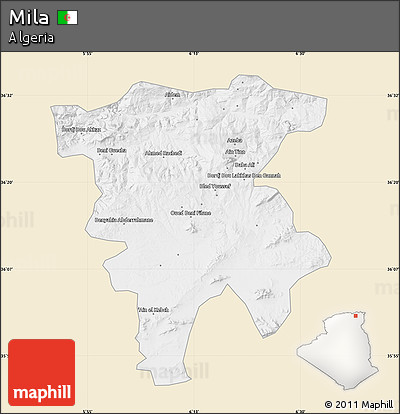 Classic Style Map of Mila, single color outside