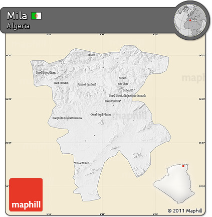 Classic Style Map of Mila, single color outside