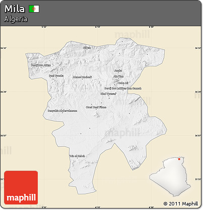 Classic Style Map of Mila, single color outside