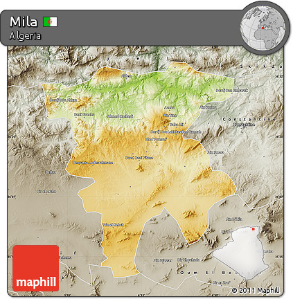 Physical Map of Mila, semi-desaturated