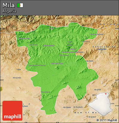 Political Map of Mila, satellite outside