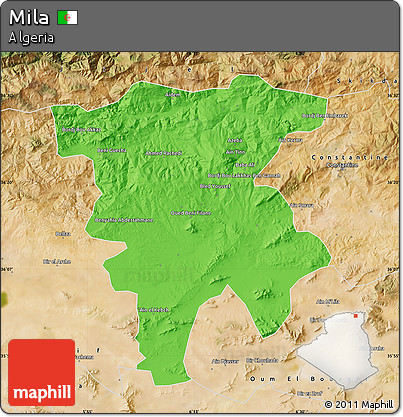 Political Map of Mila, satellite outside
