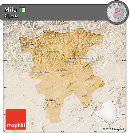 Satellite Map of Mila, lighten