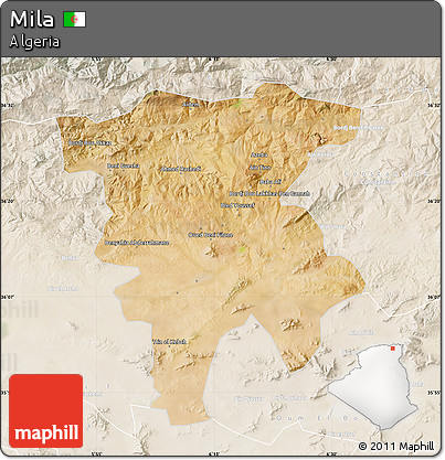 Satellite Map of Mila, lighten