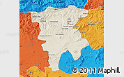 Shaded Relief Map of Mila, political outside