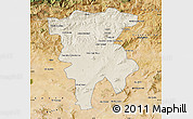 Shaded Relief Map of Mila, satellite outside