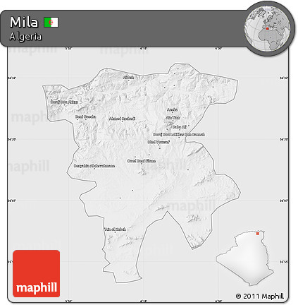 Silver Style Map of Mila, single color outside