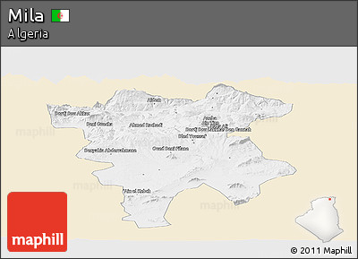 Classic Style Panoramic Map of Mila, single color outside