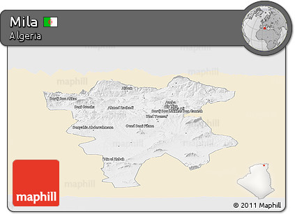 Classic Style Panoramic Map of Mila, single color outside