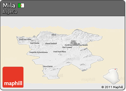 Classic Style Panoramic Map of Mila, single color outside