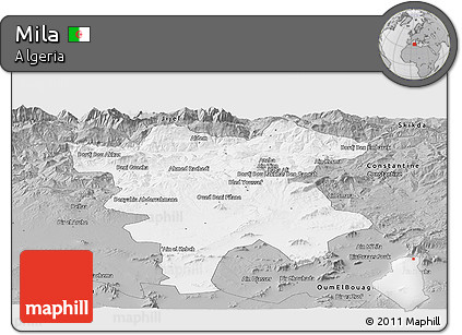 Gray Panoramic Map of Mila