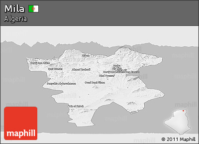 Gray Panoramic Map of Mila, single color outside
