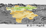 Physical Panoramic Map of Mila, darken, desaturated