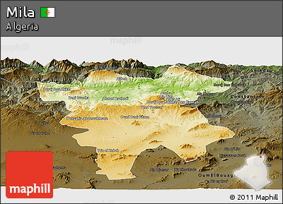 Physical Panoramic Map of Mila, darken