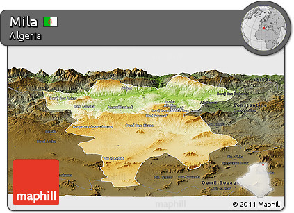 Physical Panoramic Map of Mila, darken