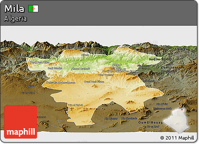 Physical Panoramic Map of Mila, darken