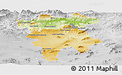 Physical Panoramic Map of Mila, lighten, desaturated