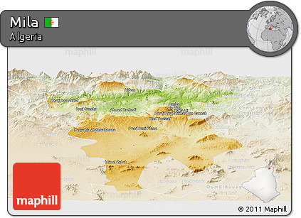 Physical Panoramic Map of Mila, lighten