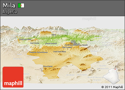 Physical Panoramic Map of Mila, lighten