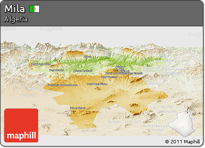Physical Panoramic Map of Mila, lighten
