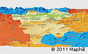 Physical Panoramic Map of Mila, political outside