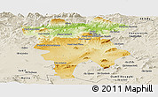 Physical Panoramic Map of Mila, shaded relief outside