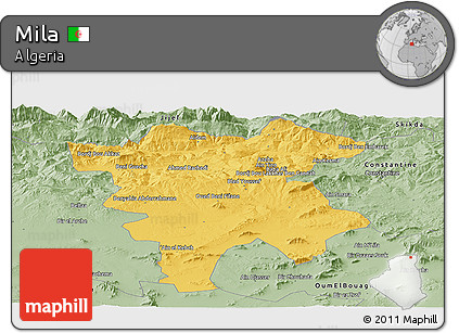 Savanna Style Panoramic Map of Mila