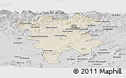 Shaded Relief Panoramic Map of Mila, desaturated