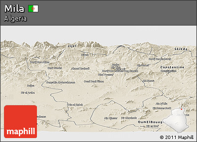 Shaded Relief Panoramic Map of Mila