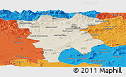 Shaded Relief Panoramic Map of Mila, political outside