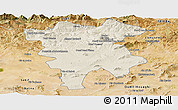 Shaded Relief Panoramic Map of Mila, satellite outside