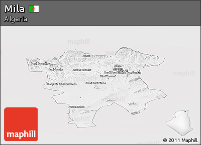 Silver Style Panoramic Map of Mila, single color outside