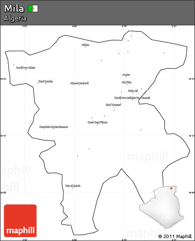Blank Simple Map of Mila, cropped outside