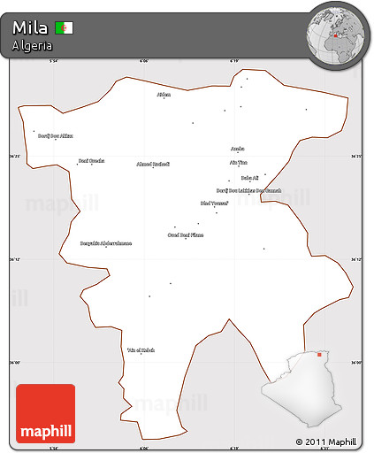Classic Style Simple Map of Mila, cropped outside