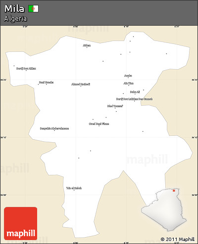 Classic Style Simple Map of Mila, single color outside