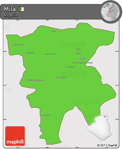 Political Simple Map of Mila, cropped outside