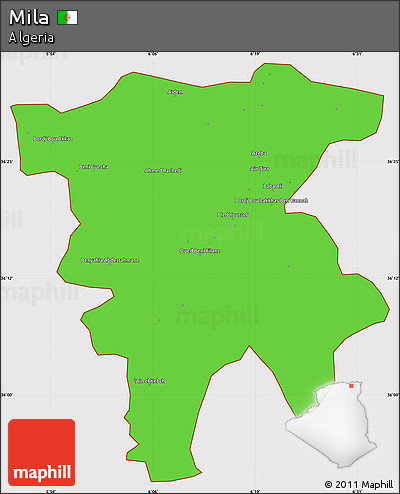 Political Simple Map of Mila, cropped outside