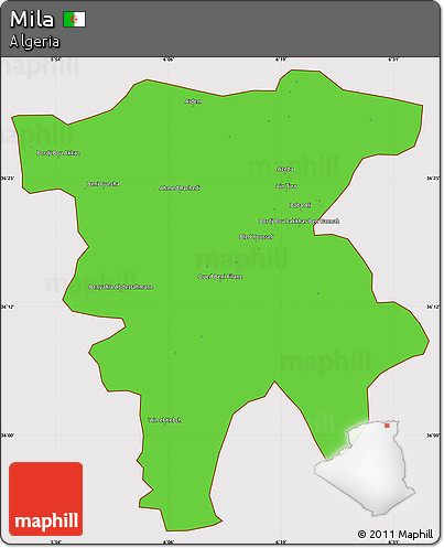Political Simple Map of Mila, cropped outside