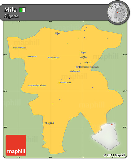 Savanna Style Simple Map of Mila, single color outside