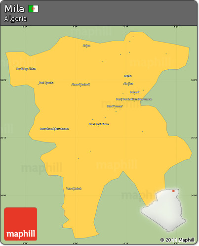 Savanna Style Simple Map of Mila, single color outside