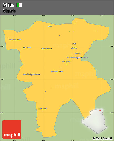Savanna Style Simple Map of Mila, single color outside