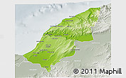 Physical 3D Map of Mostaghanem, lighten, semi-desaturated