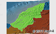 Political 3D Map of Mostaghanem, darken