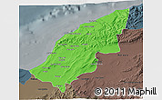 Political 3D Map of Mostaghanem, darken, semi-desaturated