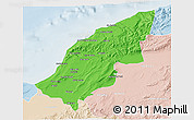 Political 3D Map of Mostaghanem, lighten