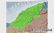 Political 3D Map of Mostaghanem, semi-desaturated