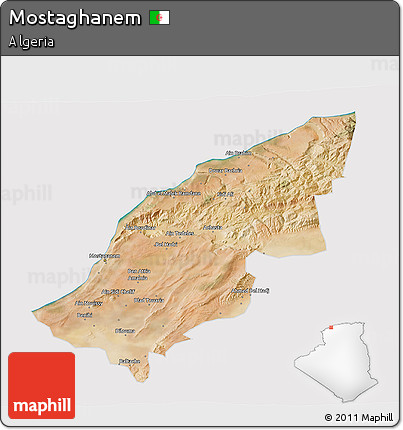 Satellite 3D Map of Mostaghanem, cropped outside