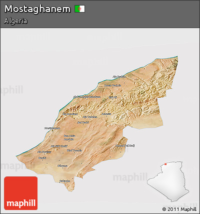 Satellite 3D Map of Mostaghanem, cropped outside