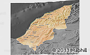 Satellite 3D Map of Mostaghanem, darken, desaturated